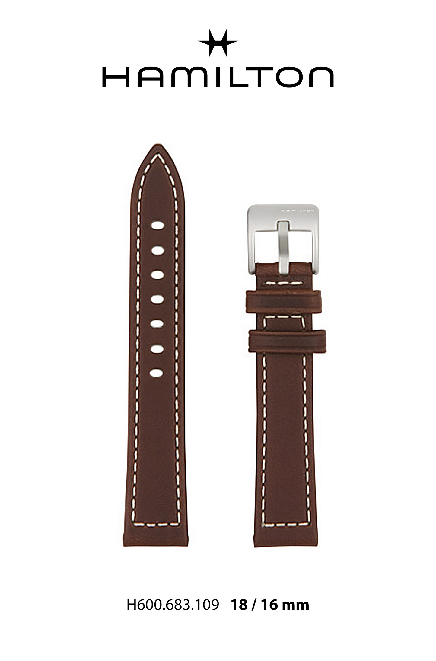 Hamilton Khaki Field Leather-Brown Watch Strap 18-mm Ref H690.683.109 - Genuine OEM