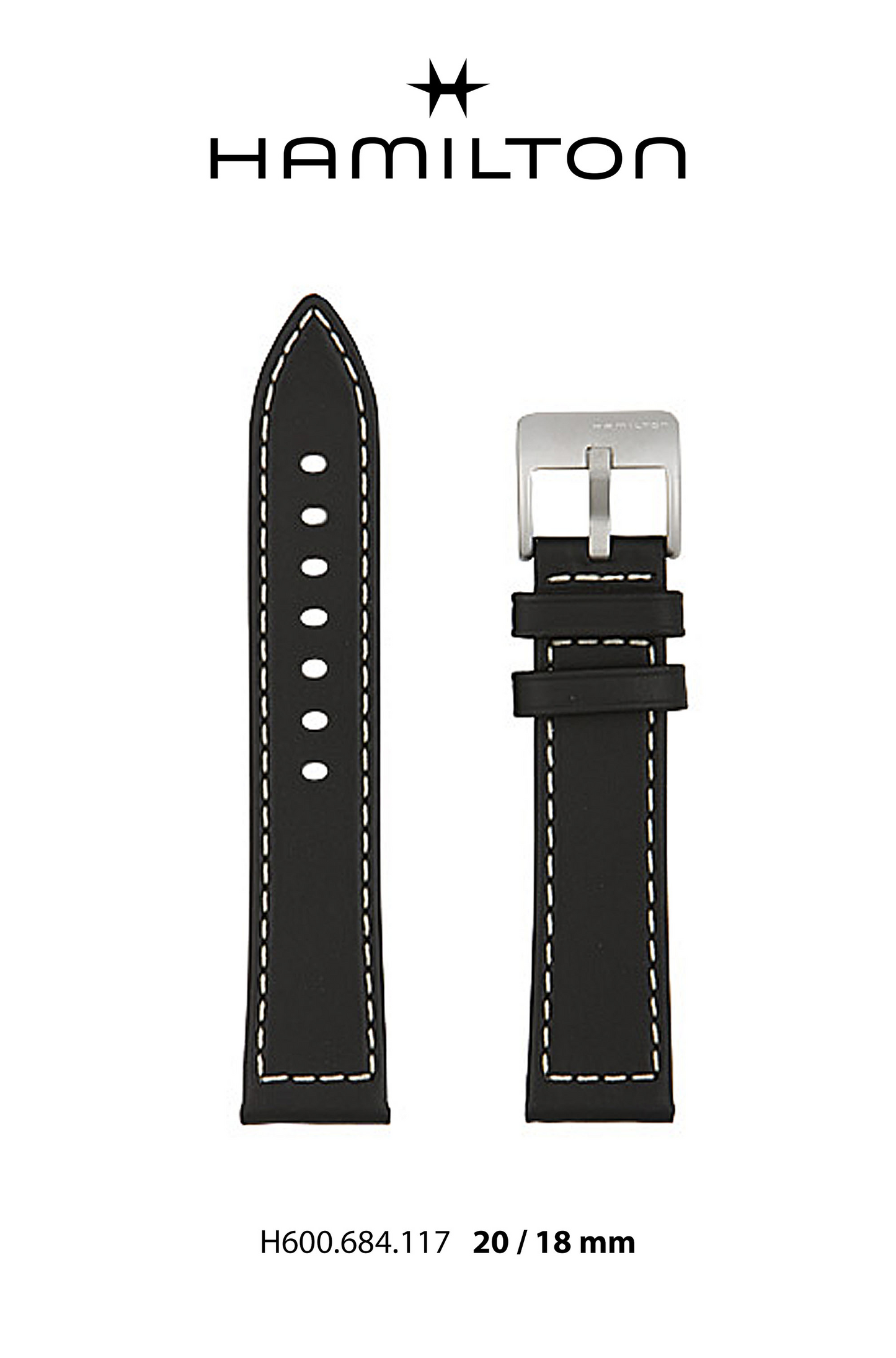 Hamilton Khaki Field Leather-Black Watch Strap 20-mm Ref H690.684.117 - Genuine OEM