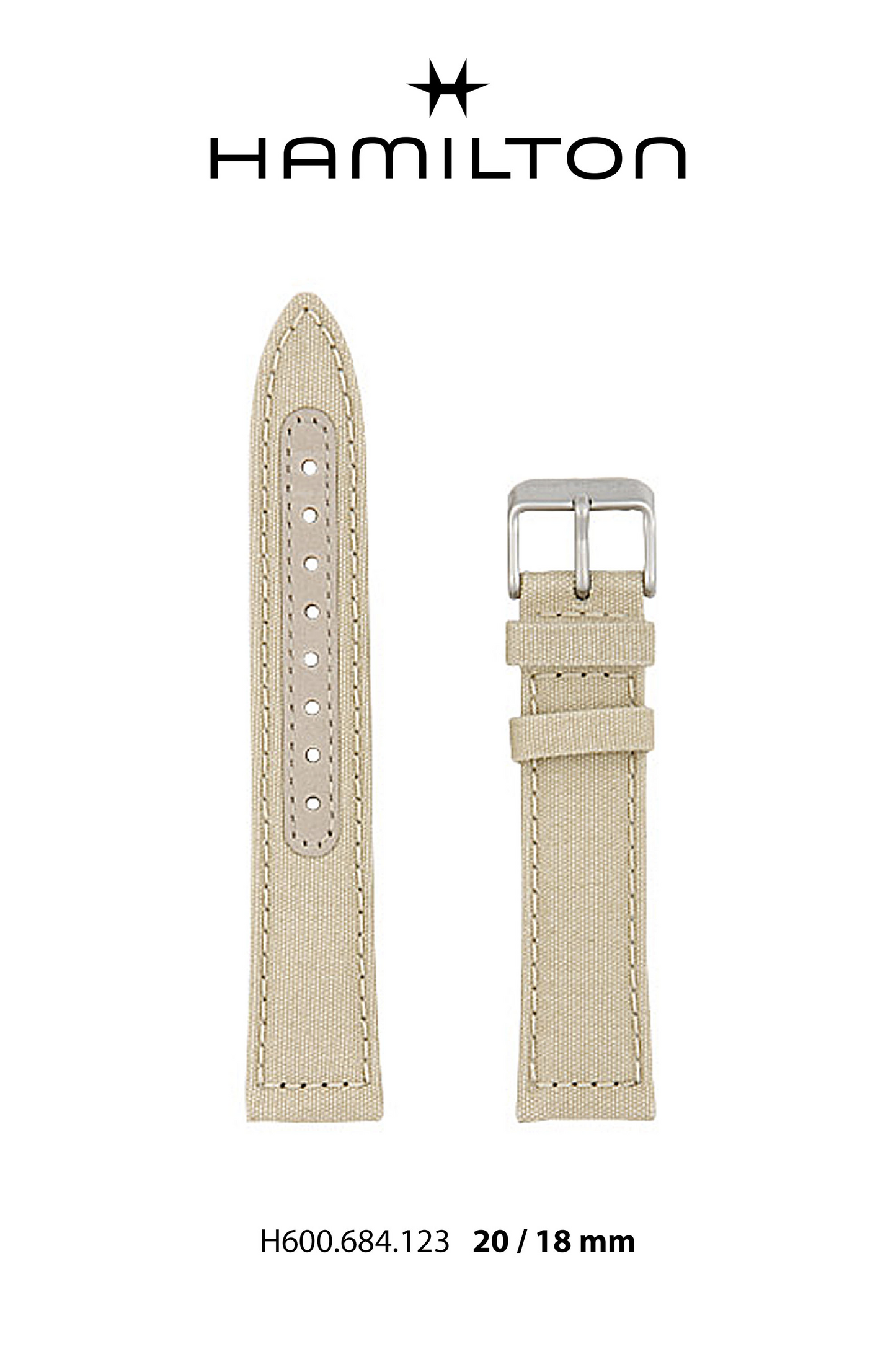 Hamilton Watch L Khaki Textile Watch Strap 20-mm Ref H694.684.123 - Genuine OEM