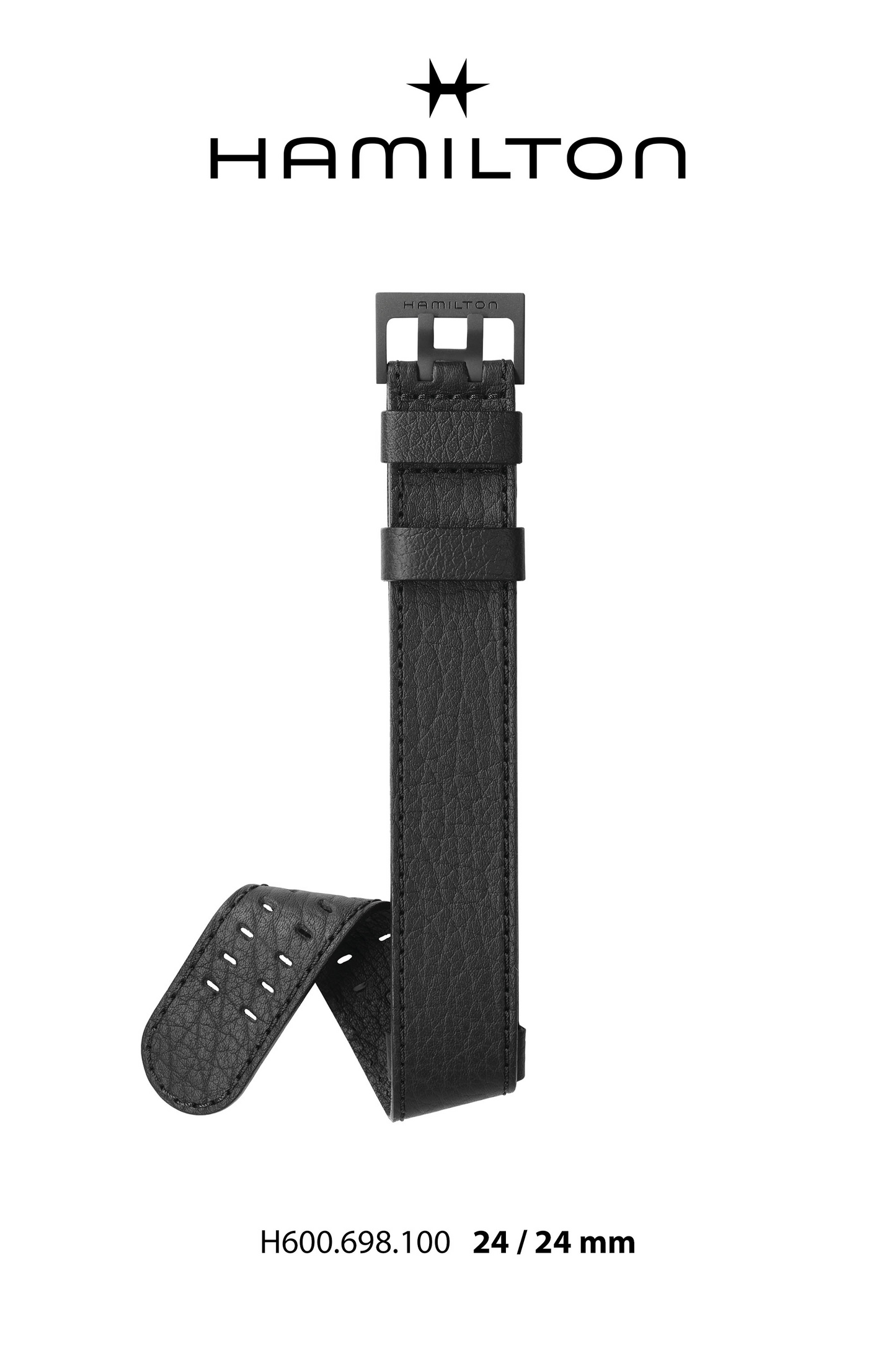 Hamilton Khaki Field Leather-Black Watch Strap 24-mm Ref H690.698.100 - Genuine OEM