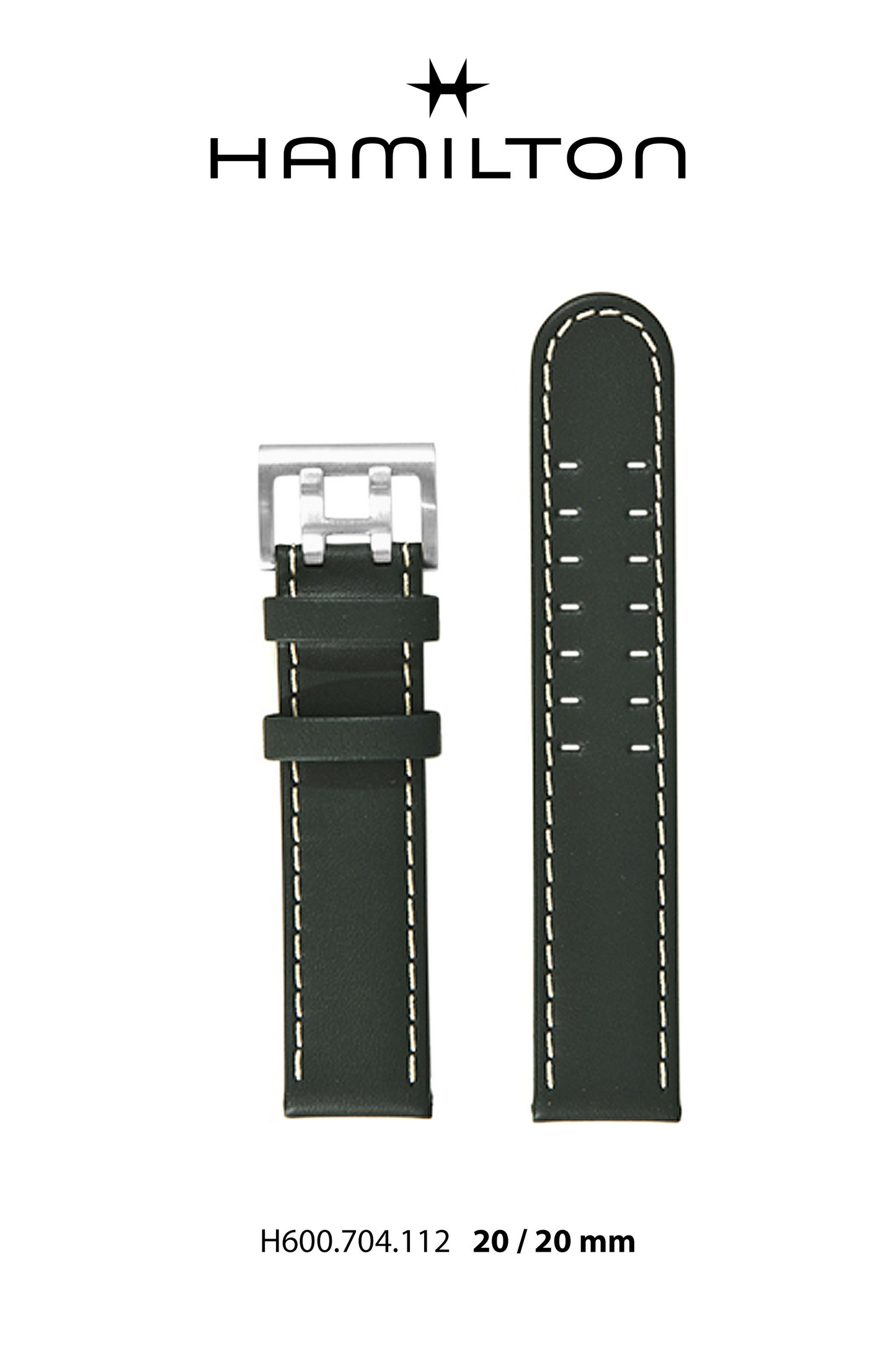 Hamilton Khaki Field Leather-Green Watch Strap 20-mm Ref H690.704.112 - Genuine OEM