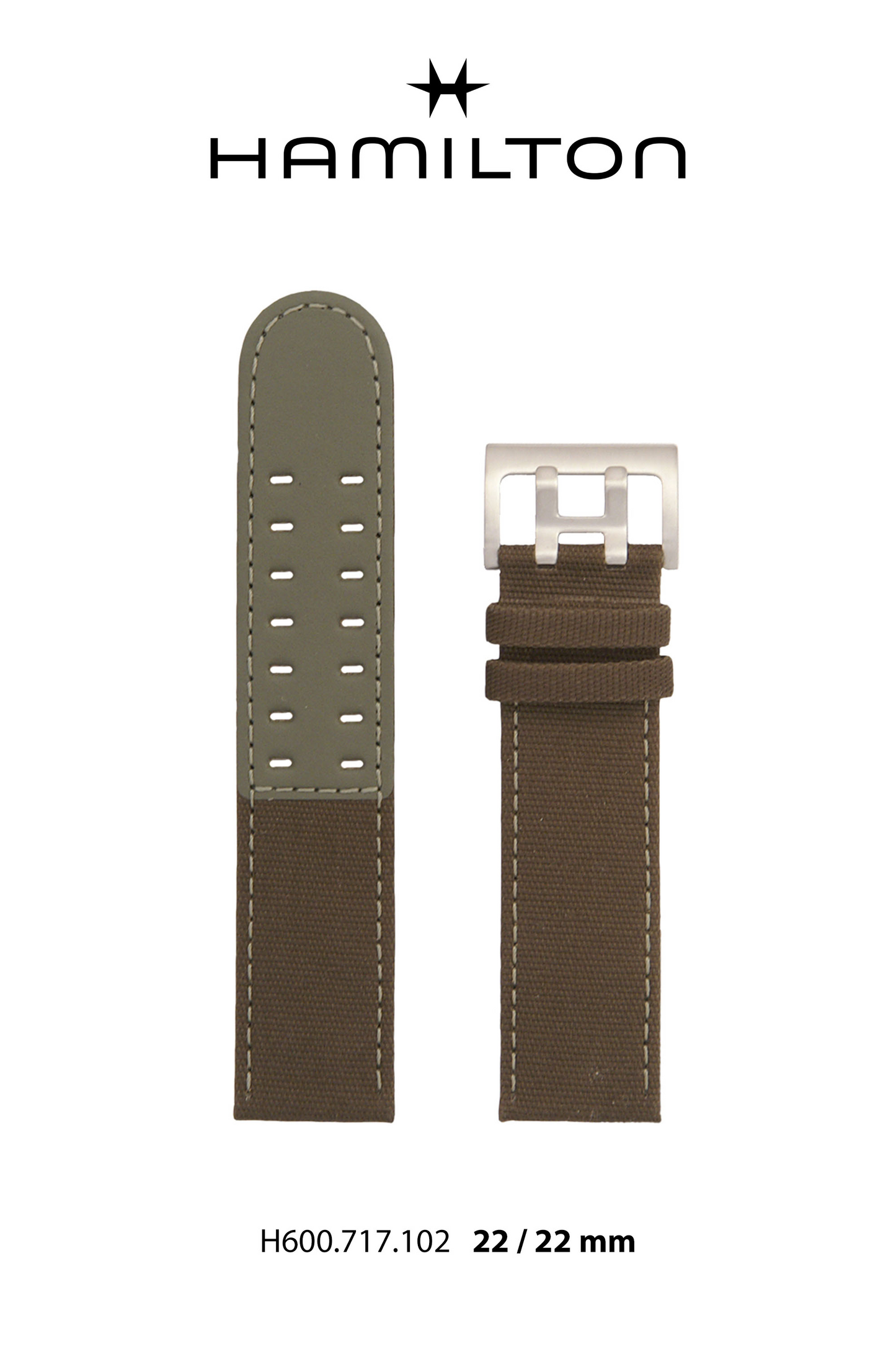 Hamilton Khaki Officer Textile Watch Strap 22-mm Ref H694.717.102 - Genuine OEM