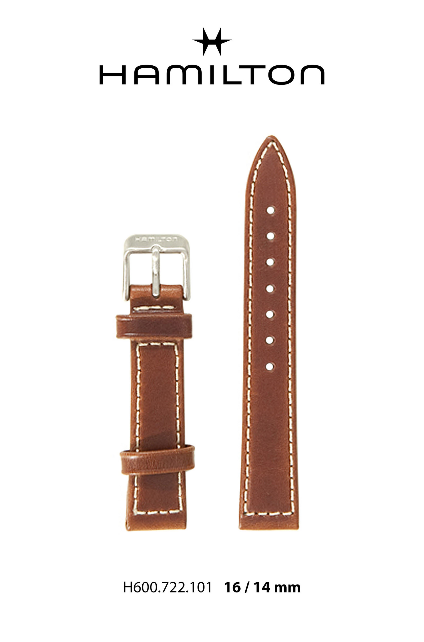 Hamilton Watch S Khaki Leather-Brown Watch Strap 16-mm Ref H690.722.101 - Genuine OEM
