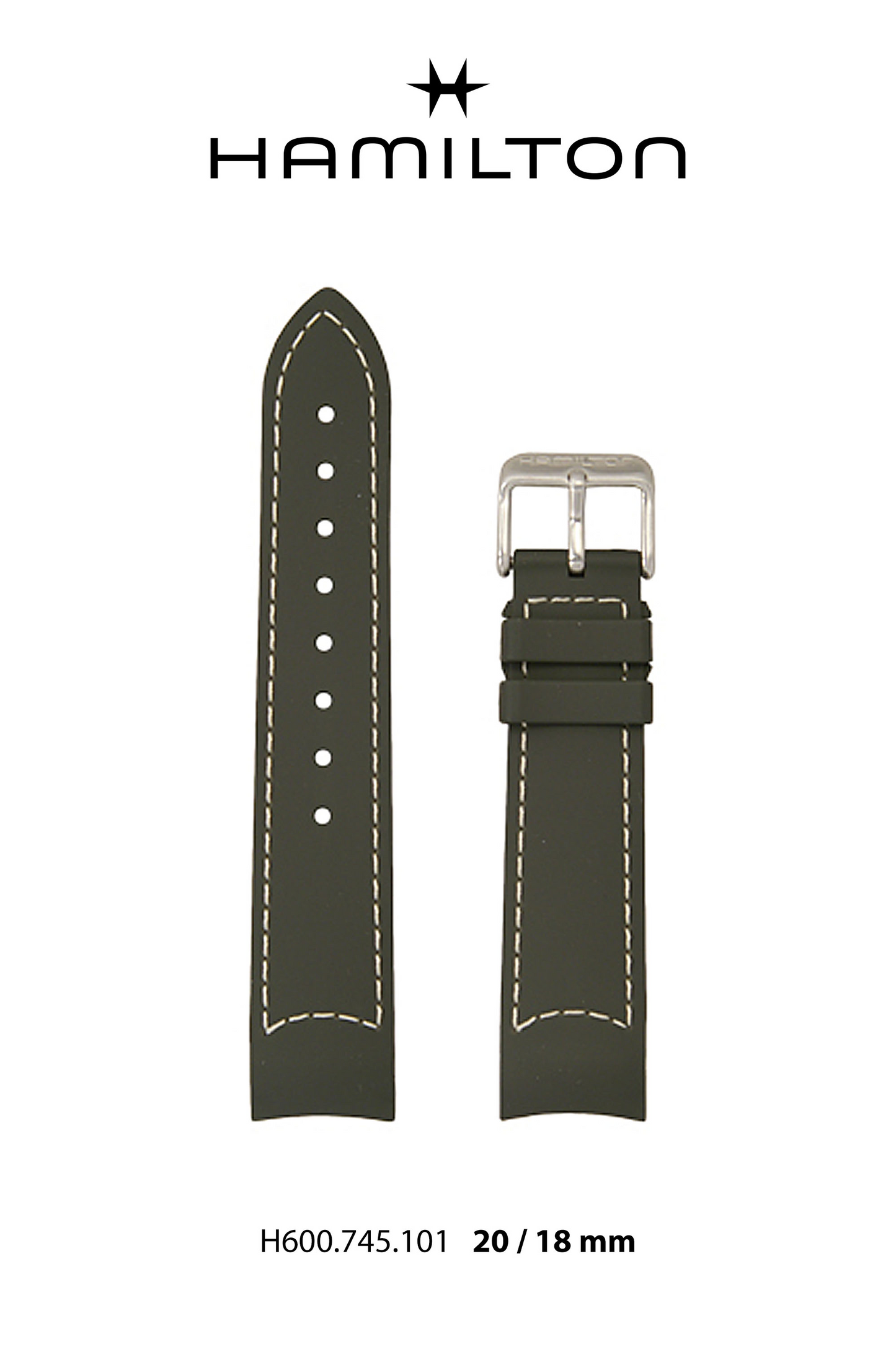 Hamilton Khaki Sub Rubber Watch Strap 20-mm Ref H691.745.101 - Genuine OEM