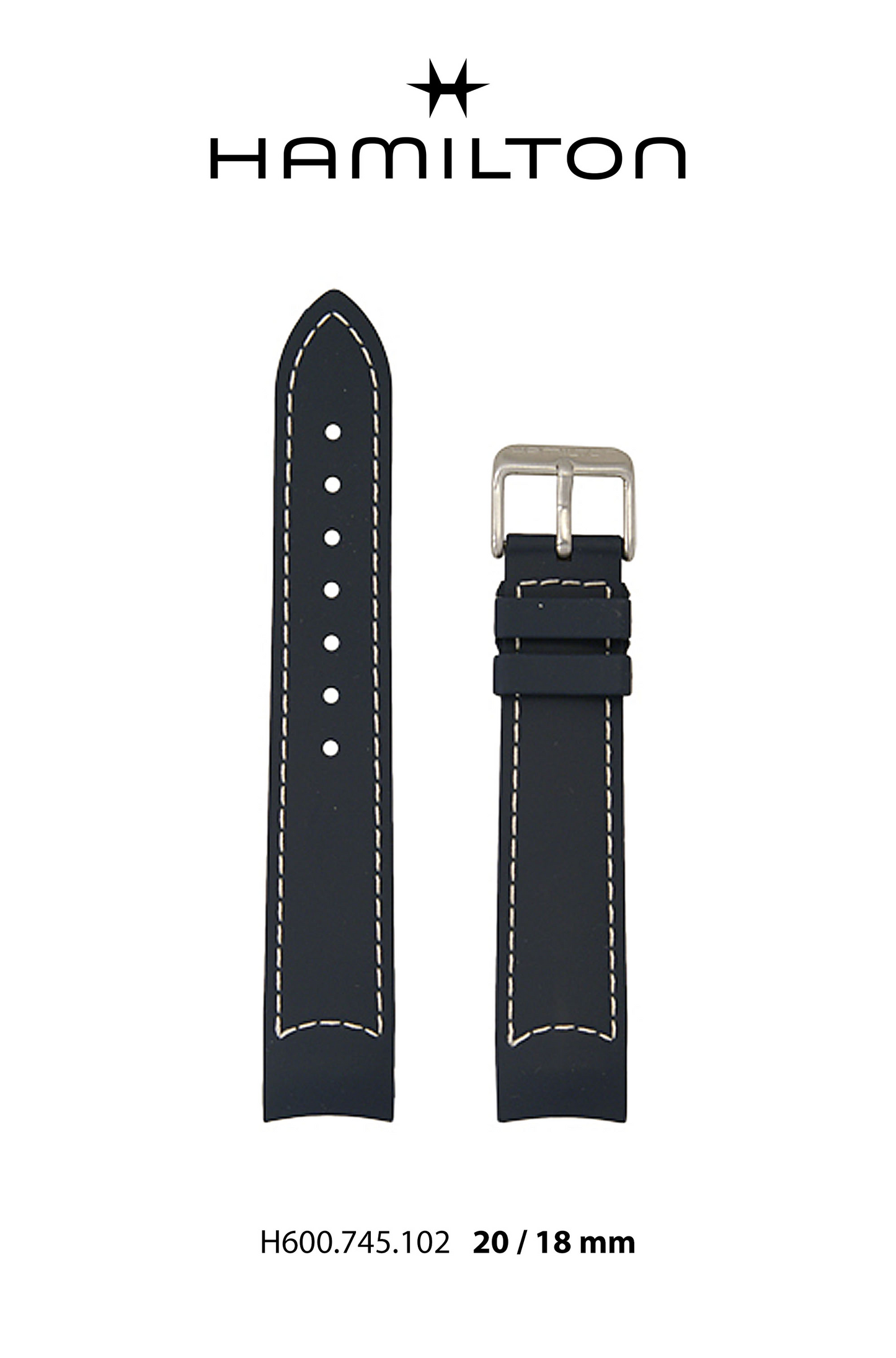 Hamilton Khaki Sub Rubber Watch Strap 20-mm Ref H691.745.102 - Genuine OEM