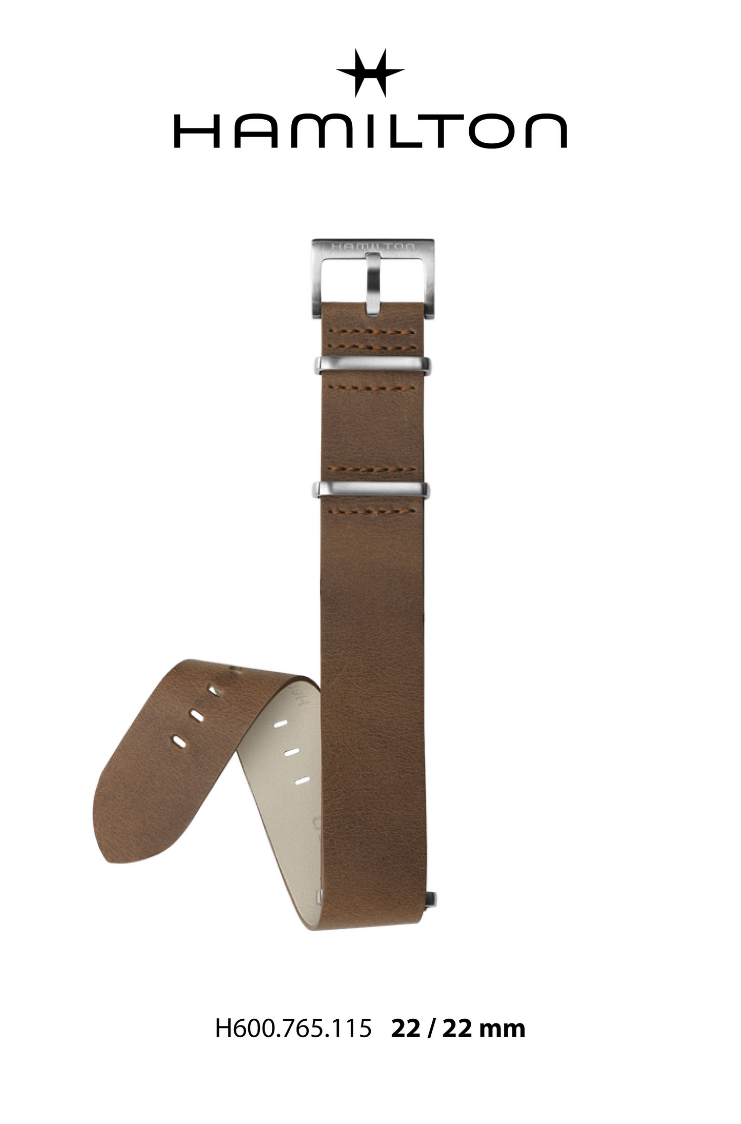 Hamilton Khaki Pilot Pio Leather-Brown Watch Strap 22-mm Ref H690.765.115 - Genuine OEM