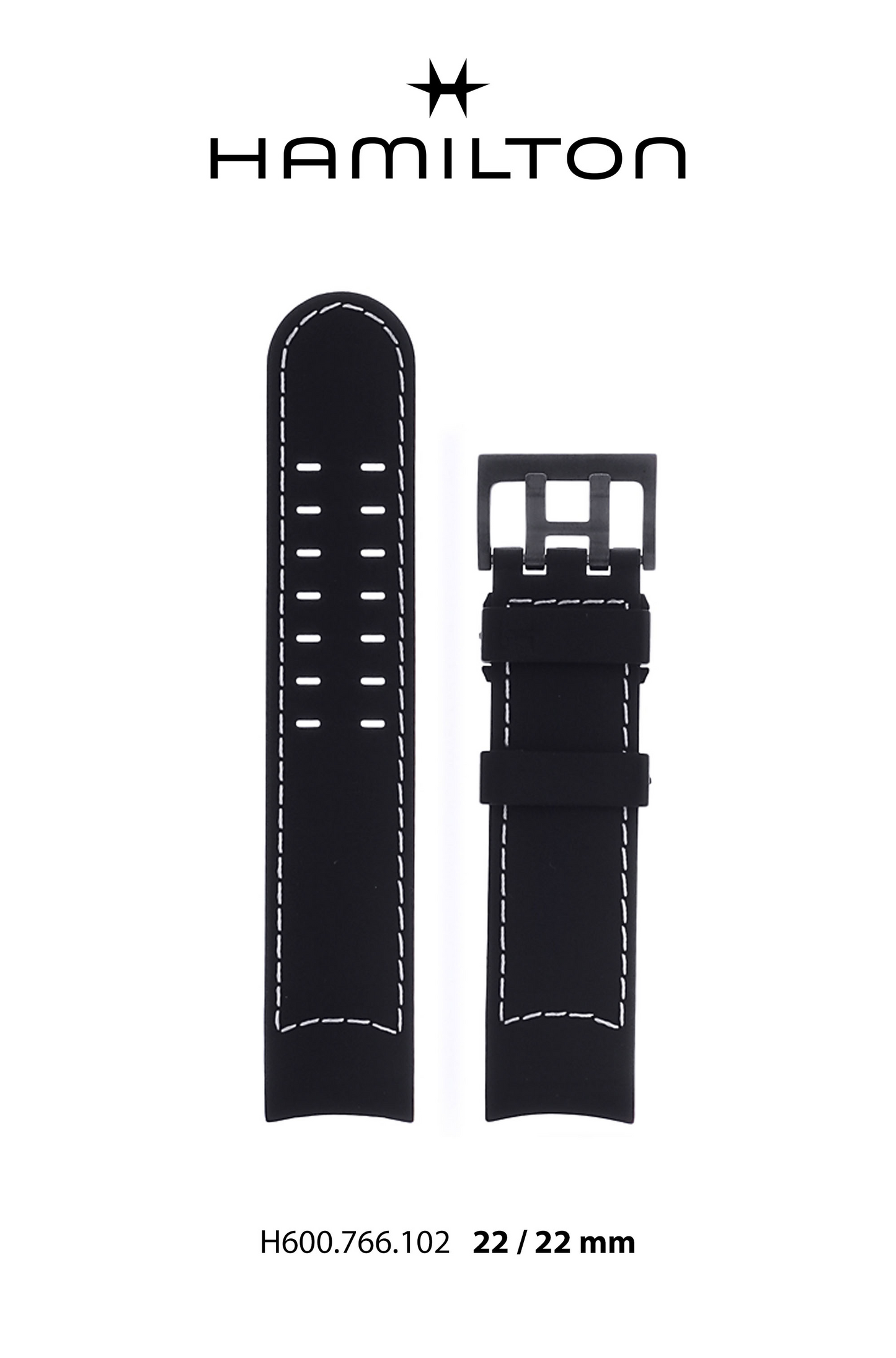 Hamilton Khaki Xmach Rubber Watch Strap 22-mm Ref H691.766.102 - Genuine OEM