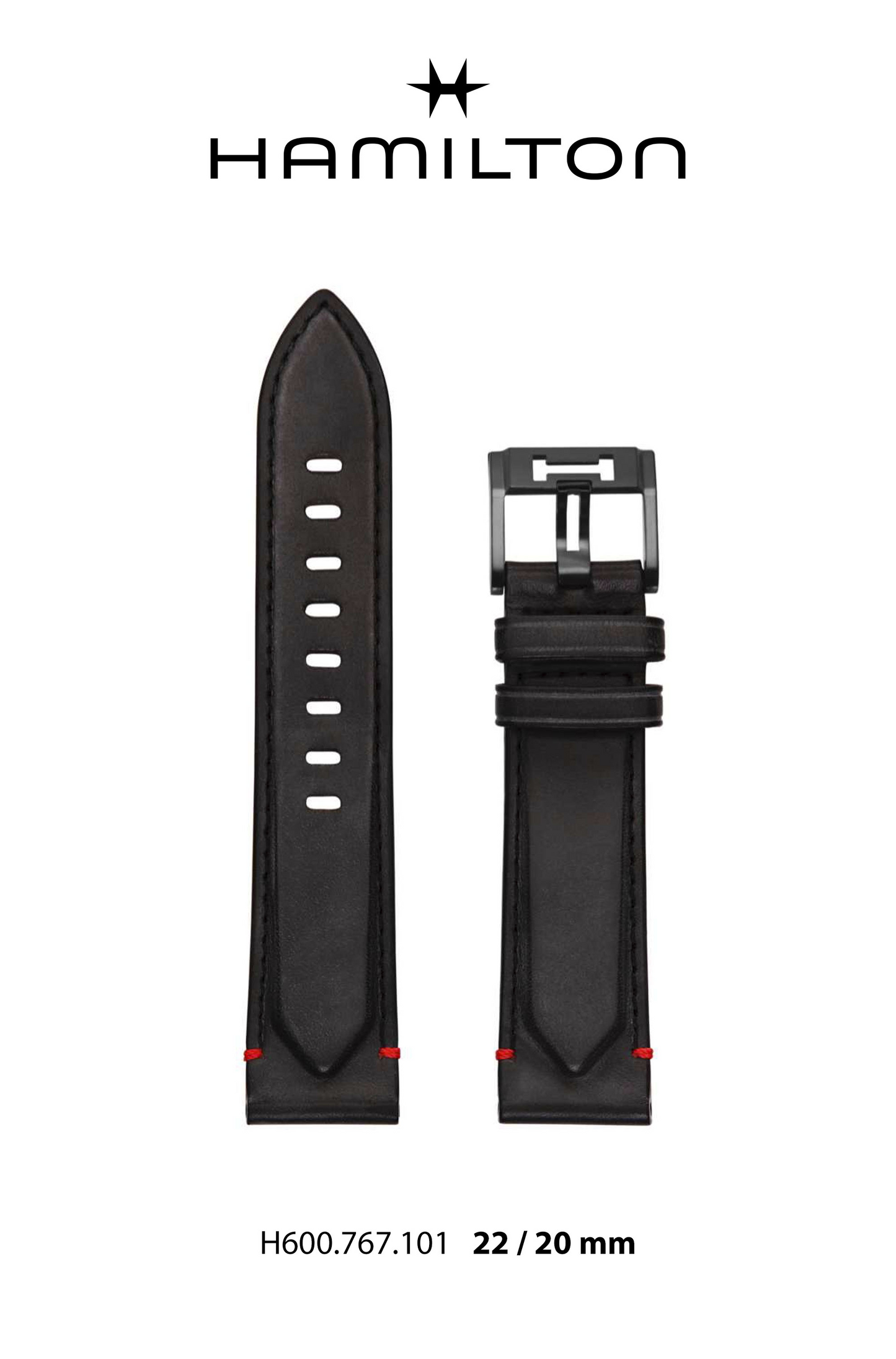 Hamilton Khaki Takeoff Leather-Black Watch Strap 22-mm Ref H690.767.101 - Genuine OEM