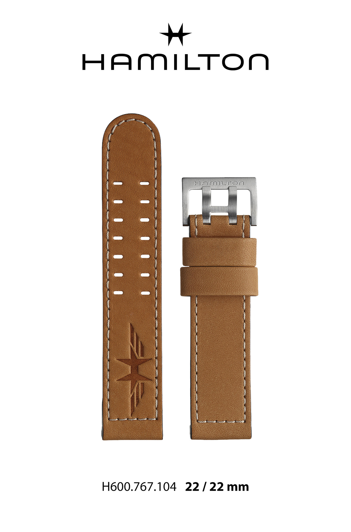 Hamilton Khaki Pilot Leather-Brown Watch Strap 22-mm Ref H690.767.104 - Genuine OEM