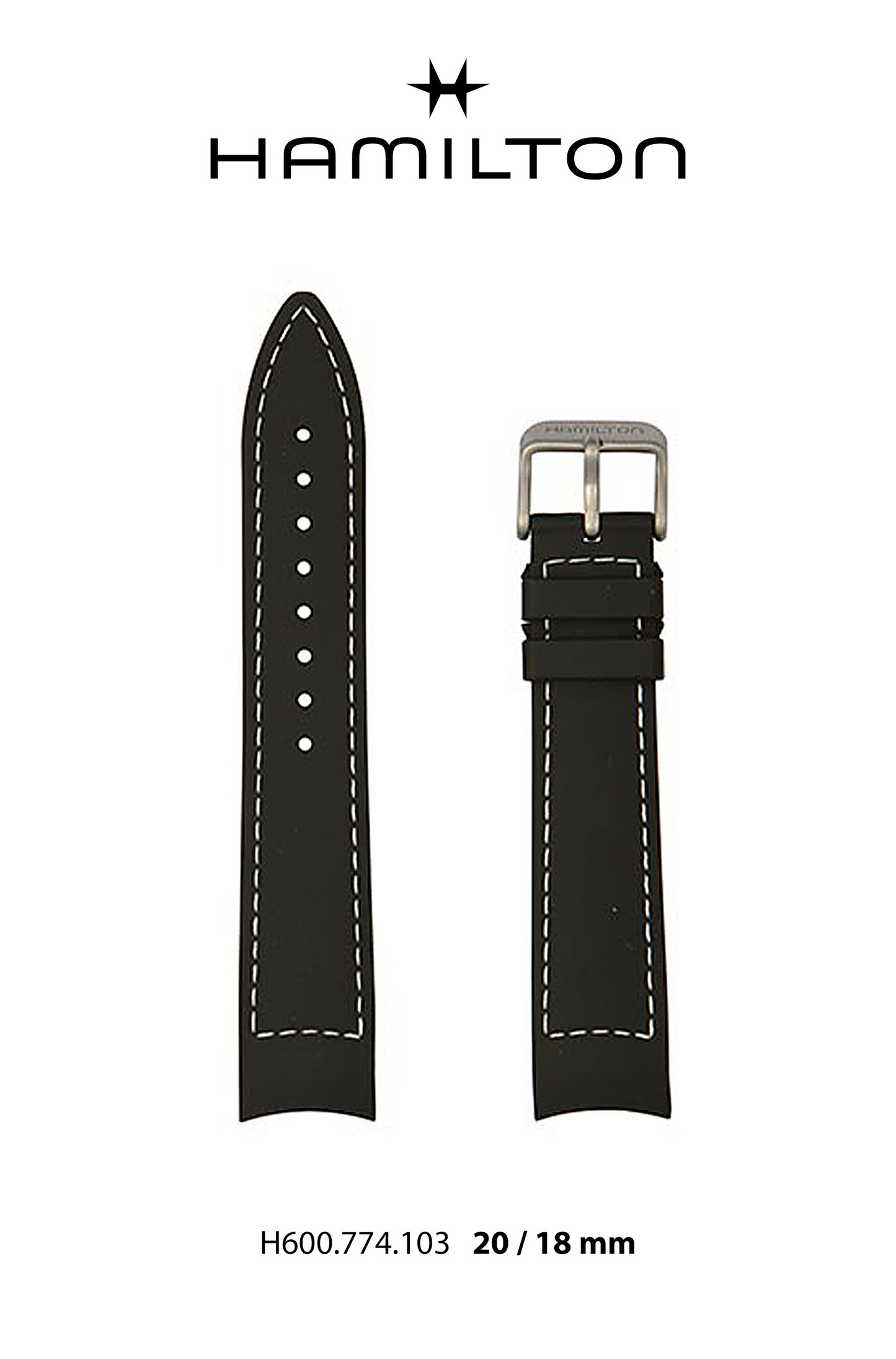 Hamilton Khaki Frogman Rubber Watch Strap 20-mm Ref H691.774.103 - Genuine OEM