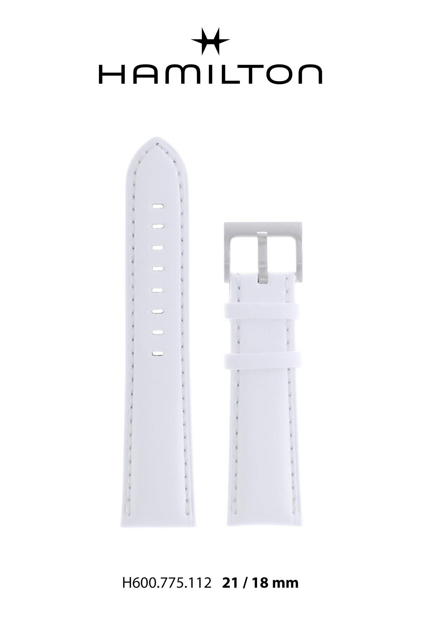 Hamilton Khaki GMT Leather-White Watch Strap 21-mm Ref H690.775.112 - Genuine OEM