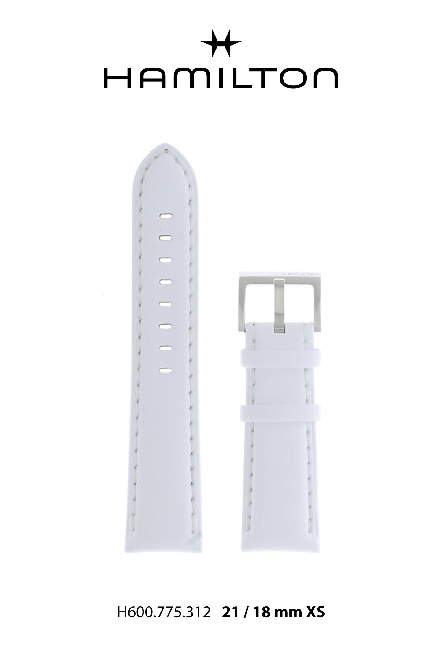 Hamilton Khaki GMT Leather-White Watch Strap 21-mm Ref H690.775.312 - Genuine OEM