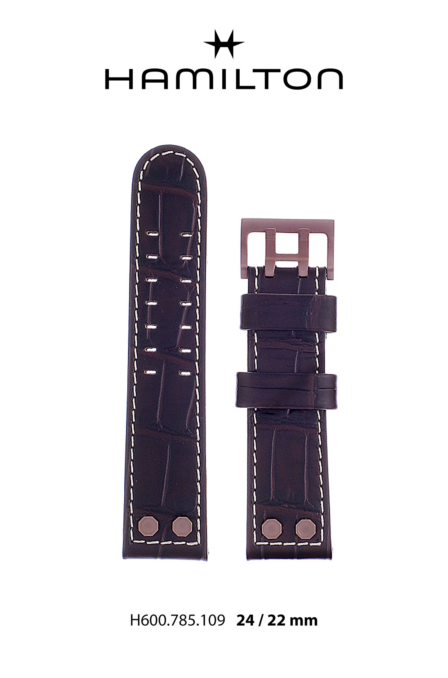 Hamilton Khaki Belowzero Leather-Brown Watch Strap 24-mm Ref H690.785.109 - Genuine OEM