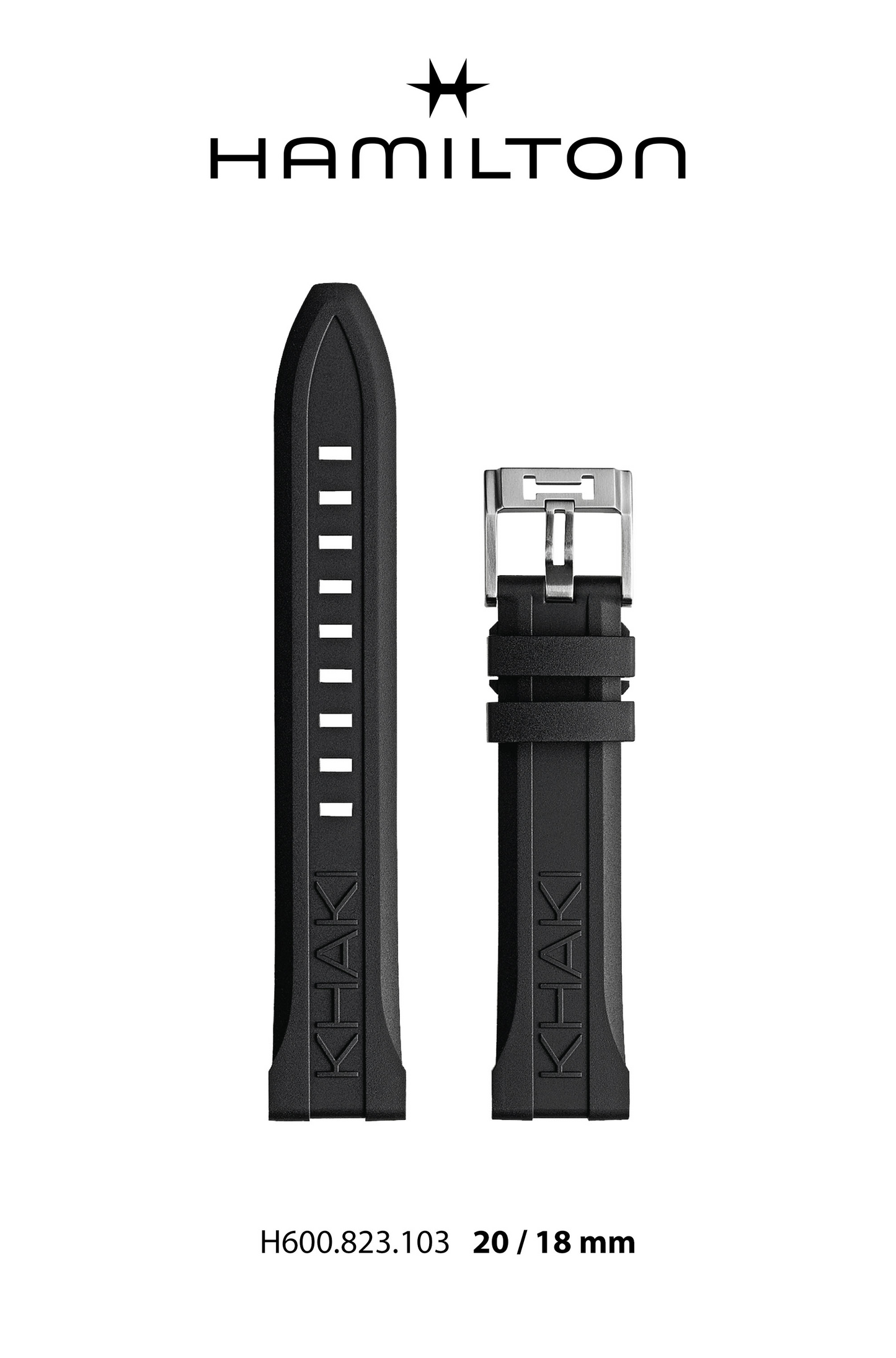 Hamilton Khaki Scuba Rubber Watch Strap 20-mm Ref H690.823.103 - Genuine OEM