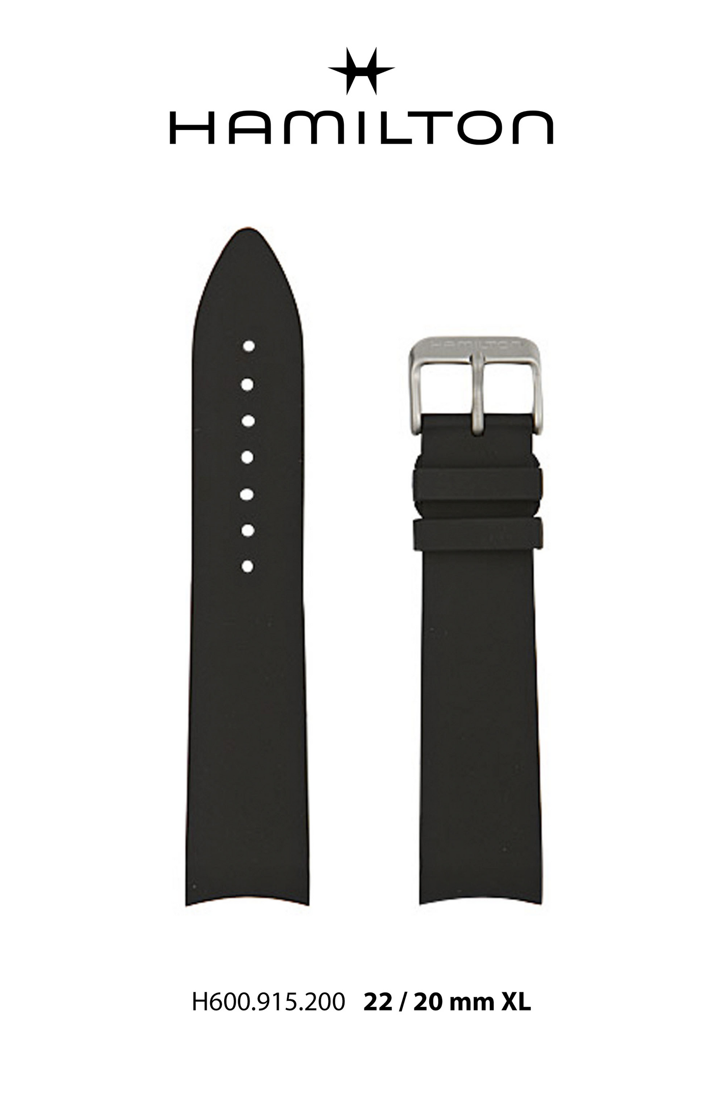 Hamilton Khaki Multi-Touch Rubber Watch Strap 22-mm Ref H691.915.200 - Genuine OEM