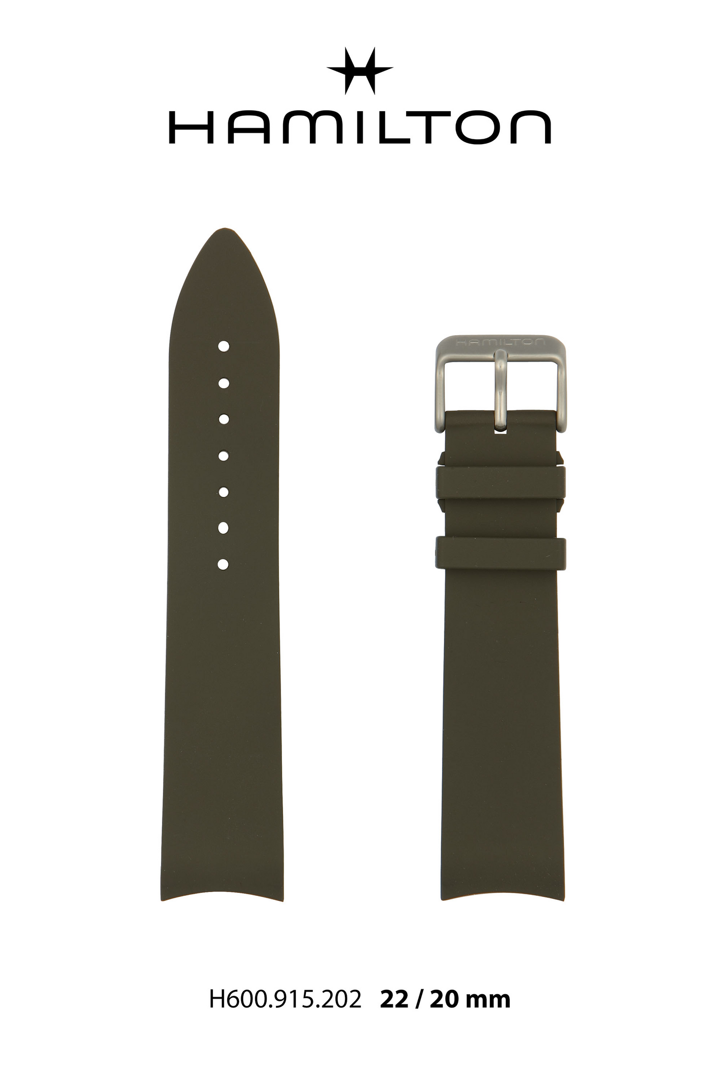 Hamilton Khaki Multi-Touch Rubber Watch Strap 22-mm Ref H691.915.202 - Genuine OEM