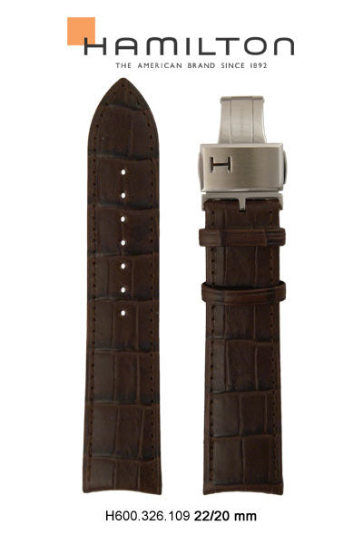 Hamilton Jazzmaster Leather-Brown Watch Strap 22-mm Ref H690.326.109 - Genuine OEM