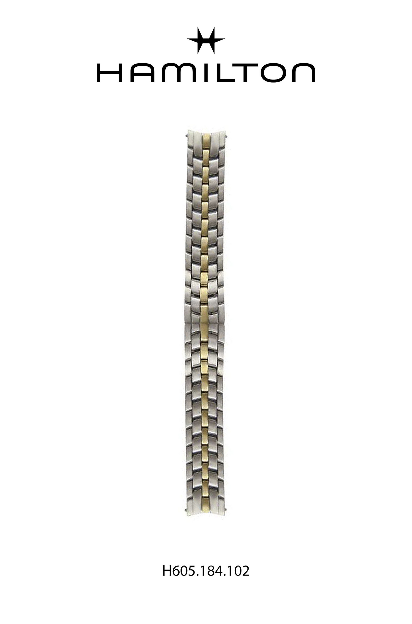 Hamilton Watch L Linwood Steel Bicolor Watch Bracelet 16mm Ref H695.184.102- Genuine OEM