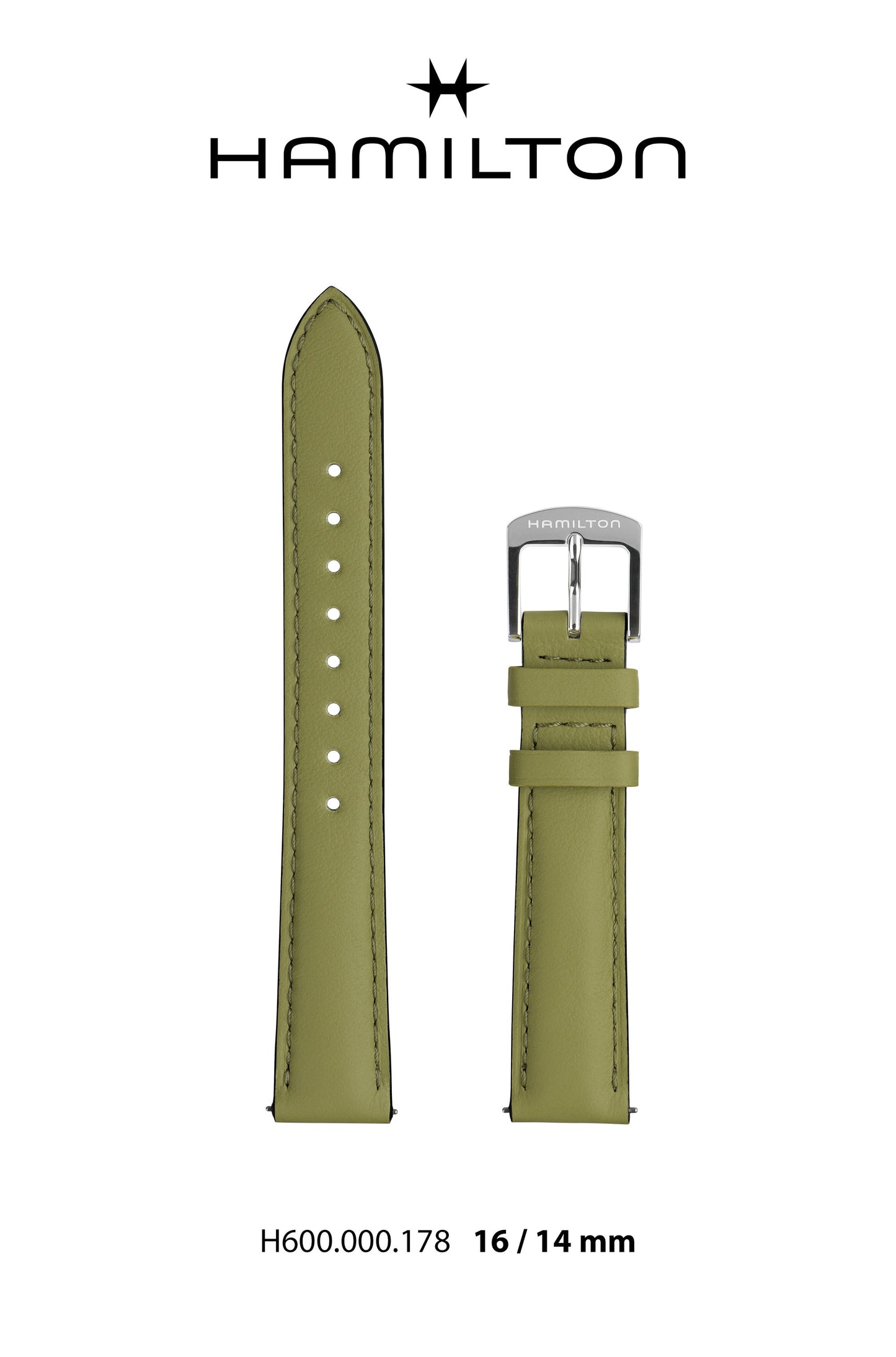 Hamilton Boulton Leather-Green Watch Strap 16/14mm Ref H690.000.178 - Genuine OEM