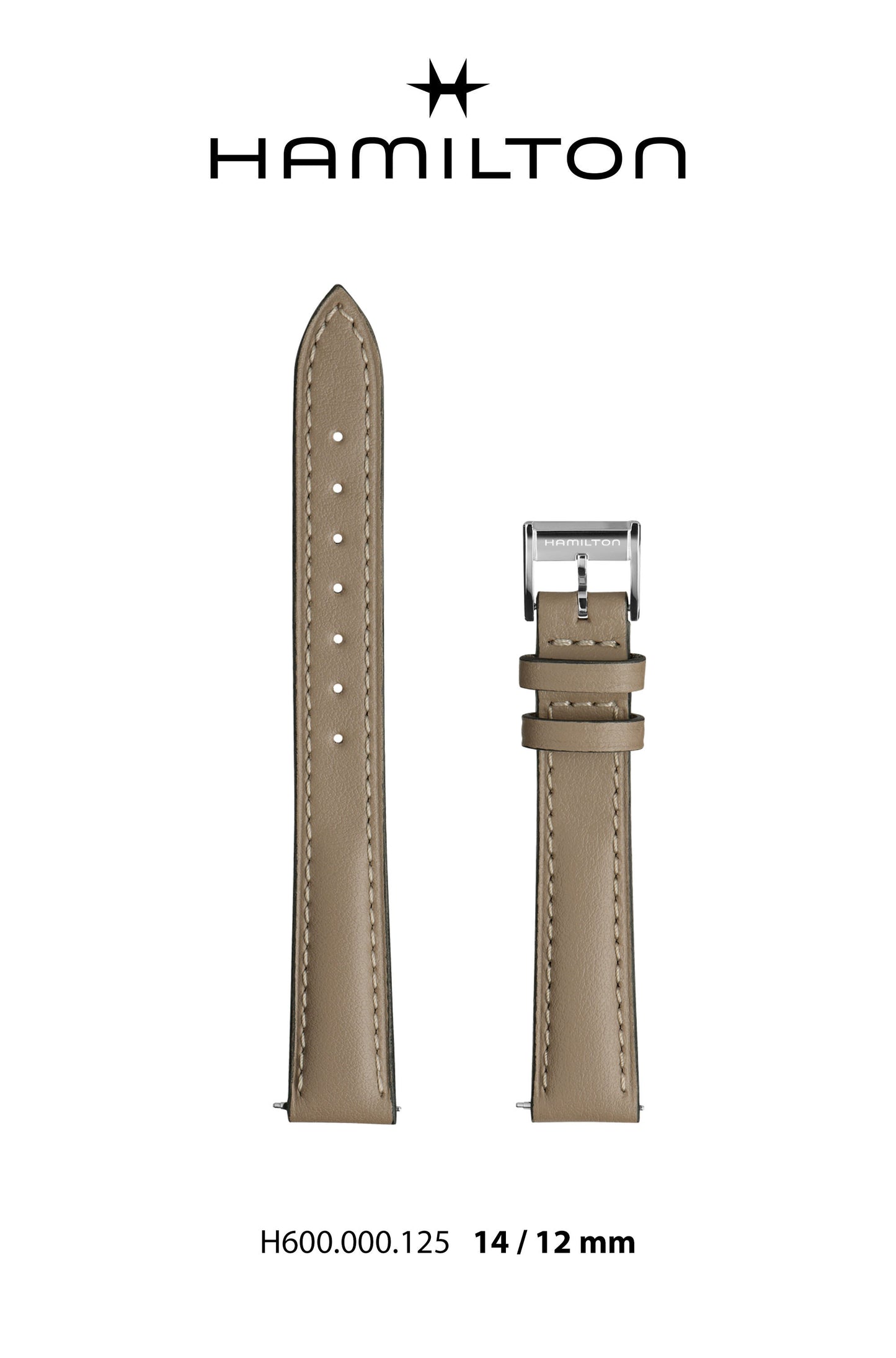 Hamilton JM Lady Leather-Beige Watch Strap 14-mm Ref H690.000.125 - Genuine OEM