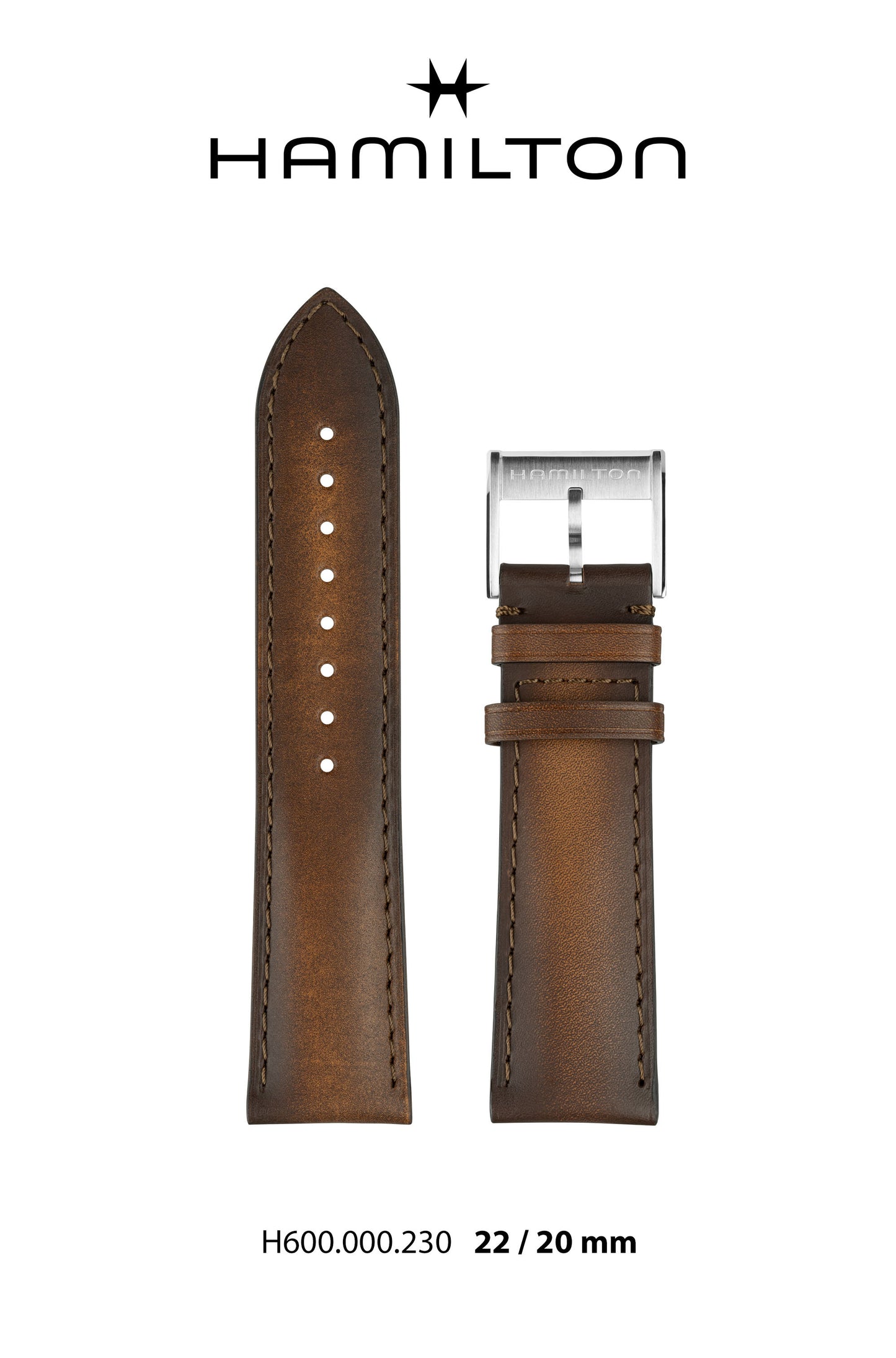 Hamilton JM Open Heart Leather-Brown Watch Strap 22-mm Ref H690.000.230 - Genuine OEM