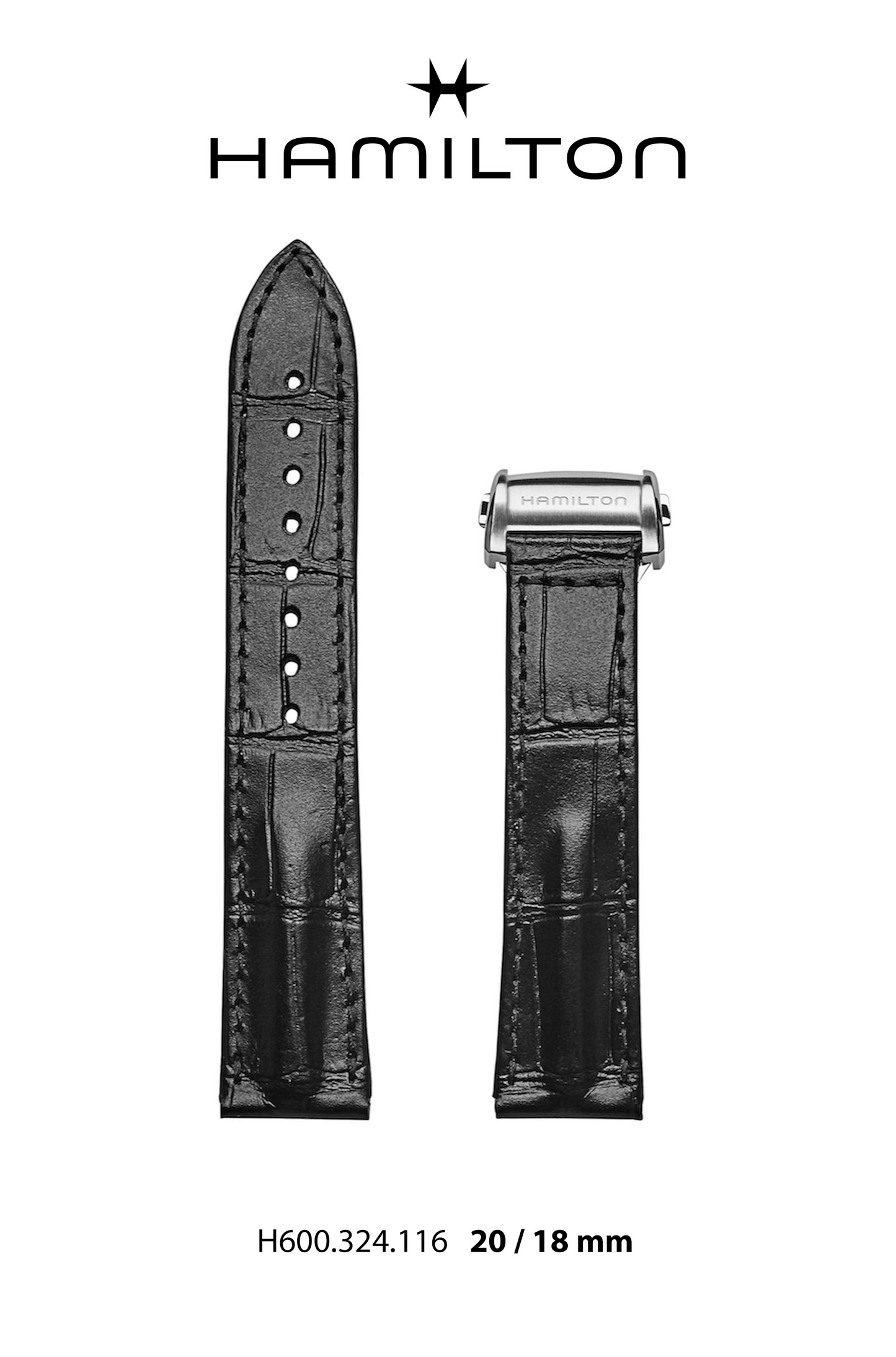 Hamilton JM Viewmatic Leather-Brown Watch Strap 18-mm Ref H600.324.106 - Genuine OEM