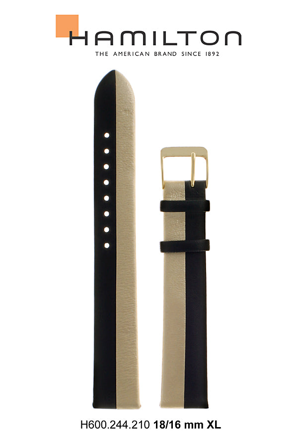 Hamilton Ventura Leather-Black-Yellow Watch Strap 18-mm Ref H690.244.210 - Genuine OEM