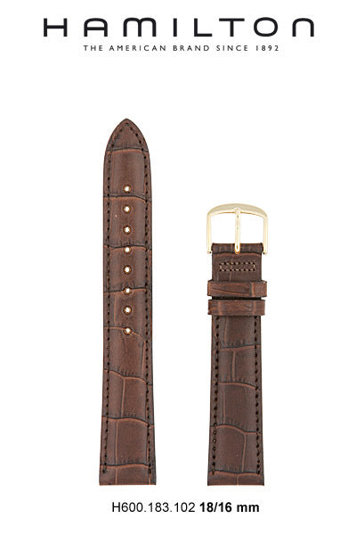 Hamilton Watch M Linwood Leather- Brown Watch Strap 18/16mm Ref H690.183.102- Genuine OEM
