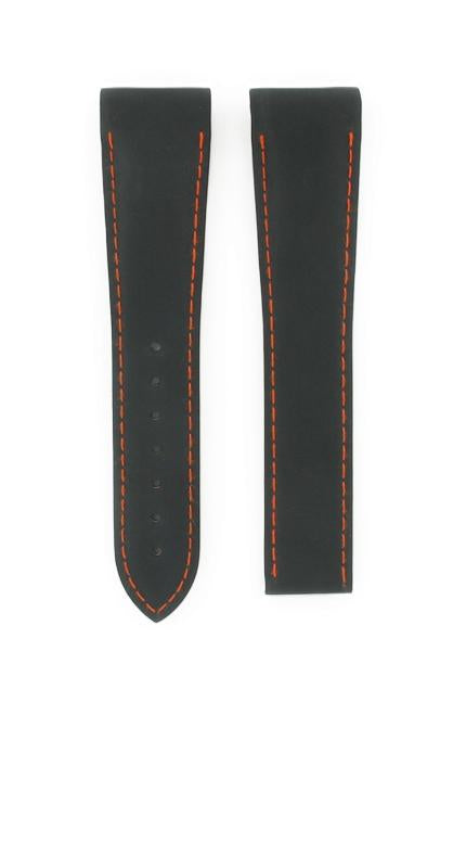 OMEGA Seamaster 290.05.182 SHORT Rubber Padded Black with Orange Stitching Matte Strap 22mm Ref 98000291S,7612882859107 – Genuine OEM