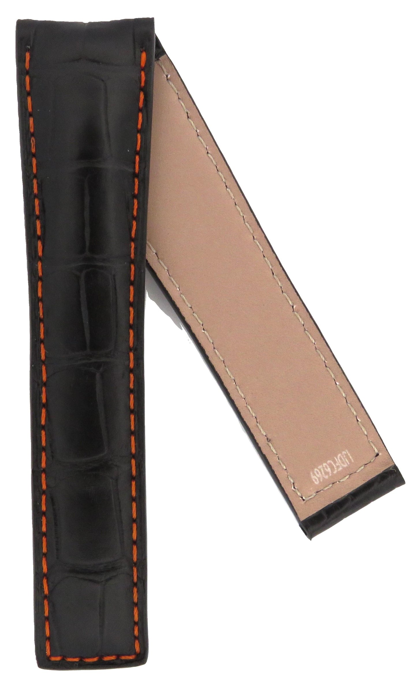 TAG Heuer Carrera CV2A18 FC6269 Black with Orange stitching Alligator Leather Strap 22mm - Genuine OEM