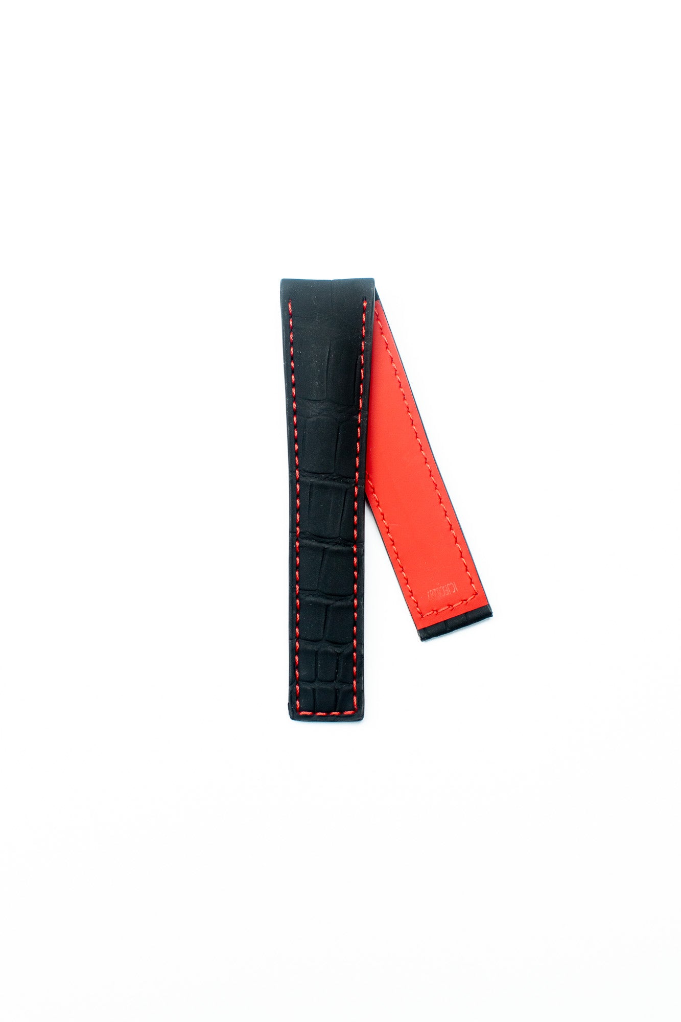 TAG Heuer Carrera CV7A15 FC6287 Black with Red stitching Alligator Leather Strap 22mm - Genuine OEM