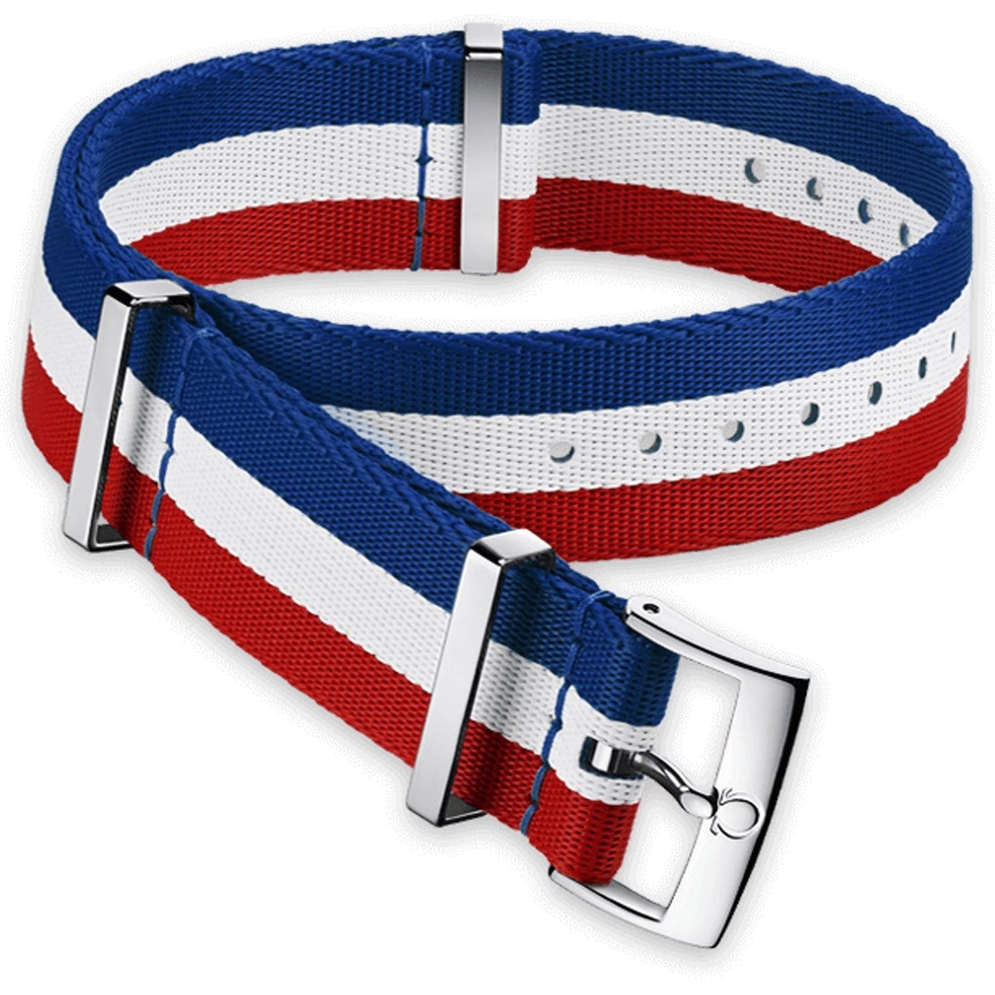 OMEGA NATO Blue/White/Red Stripe Strap 22MM Standard Buckle Ref 031CWZ010676, 7613304233437 – Genuine OEM