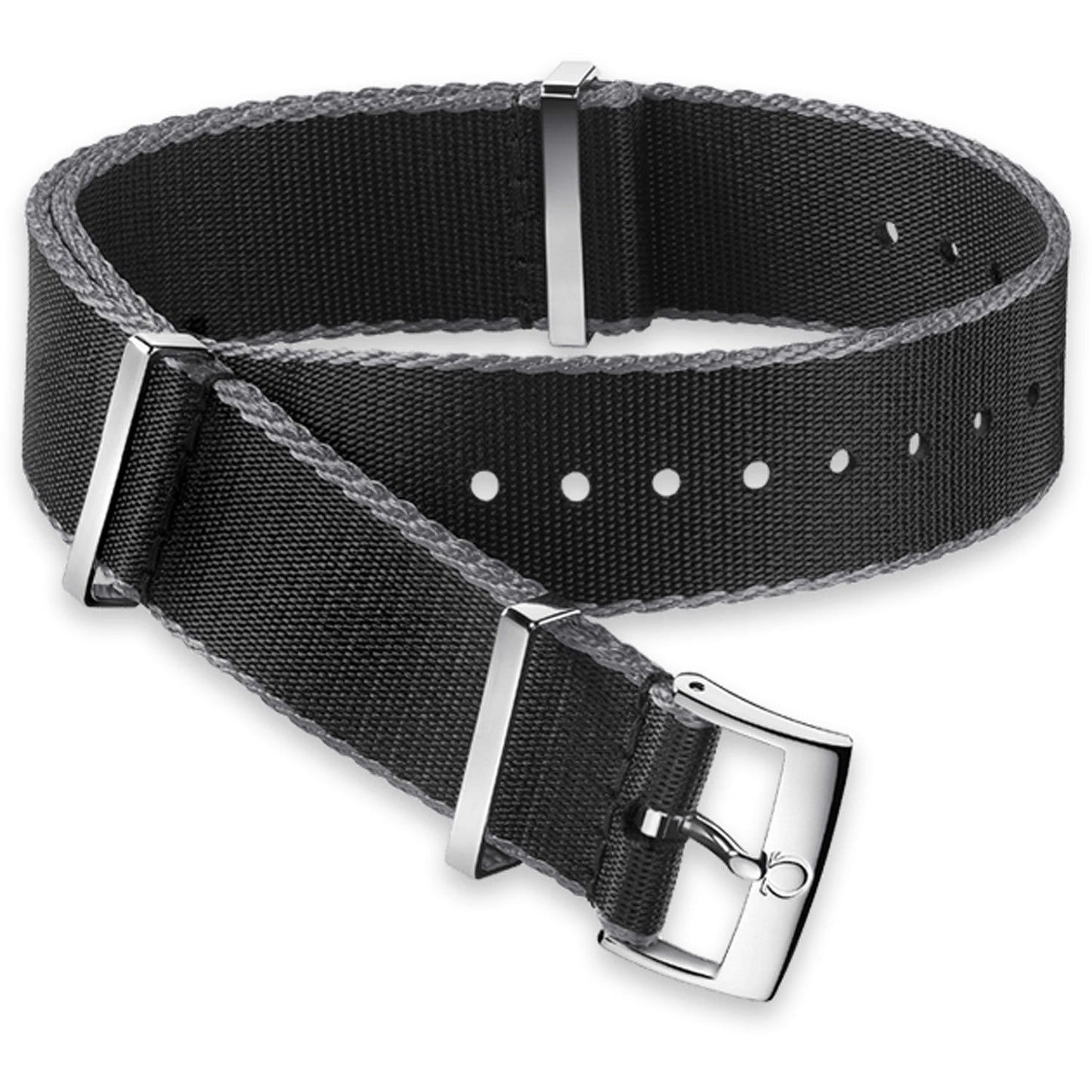OMEGA NATO Polyamide Strap Black/Grey with Buckle 22mm Ref 031ZSZ002052, 7613304071510 – Genuine OEM