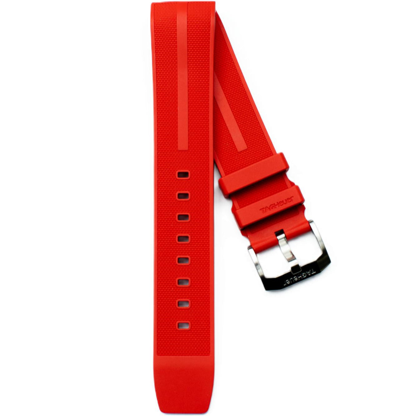 TAG Heuer Formula 1 F1 CAZ101AN BT0744 FT8055 Extra Long Red Rubber Strap with Buckle 21.5mm - Genuine OEM