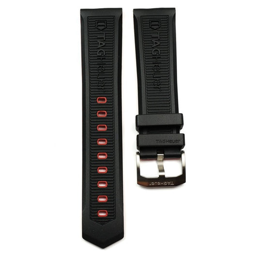 TAG Heuer Formula 1 BT0718 Black/Red Rubber Strap 22mm - Genuine OEM