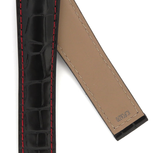 TAG Heuer Carrera CV2A14 FC6270 Black with Red stitching Alligator Leather Strap 22mm - Genuine OEM