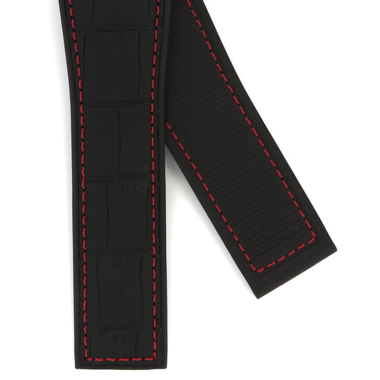 TAG Heuer FC6400 CAR2A1AA Carrera Black Rubber/Black Alligator with red stitching Strap 22mm - Genuine OEM