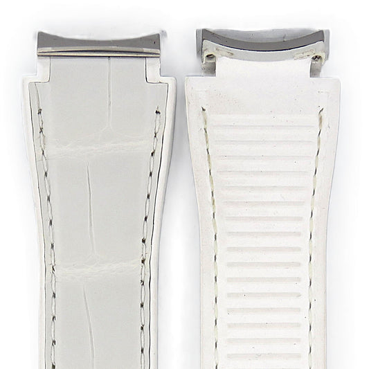 TAG Heuer Carrera FC6412 WBG1312 White rubber and white alligator leather for folding buckle with built in attachment Alligator Strap 18.5mm - Genuine OEM