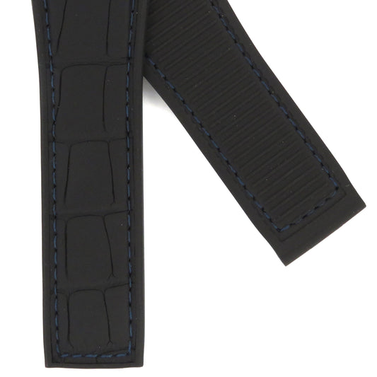 TAG Heuer Carrera FC6442 CAR5A93 Black rubber/black alligator leather strap with blue stitching 22mm - Genuine OEM