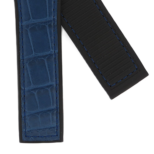 TAG Heuer Carrera FC6448 CAR5A8H Black rubber and blue alligator leather Strap 22mm - Genuine OEM
