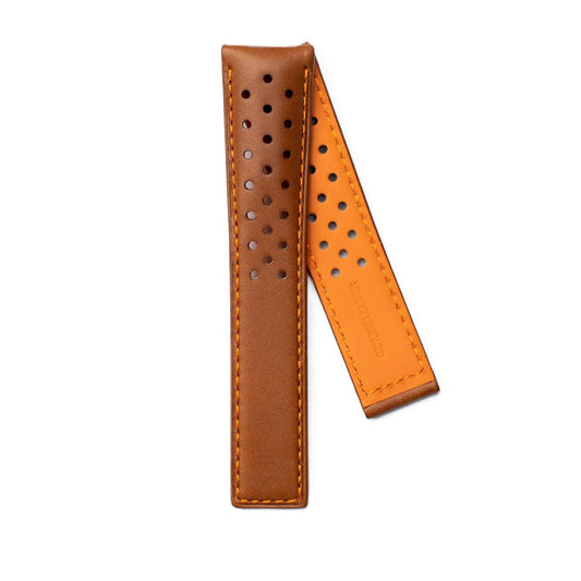 TAG Heuer Carrera FC6455-0 CBM2112 Brown with holes and orange stitching calfskin Strap 21mm - Genuine OEM