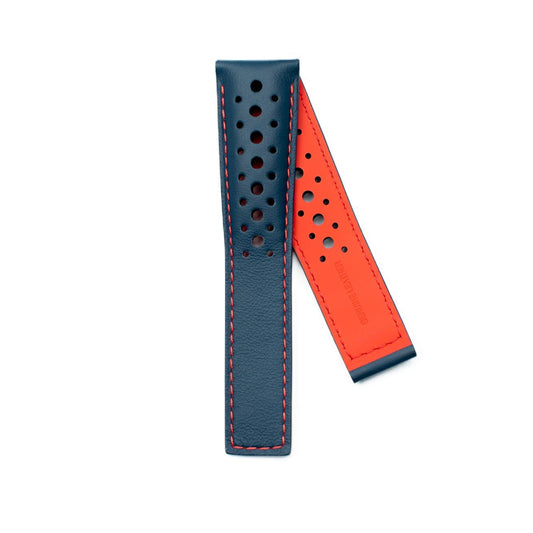 TAG Heuer Monaco FC6468 CAW211X Blue with holes - red stitching and lining Calfskin Strap 22mm - Genuine OEM