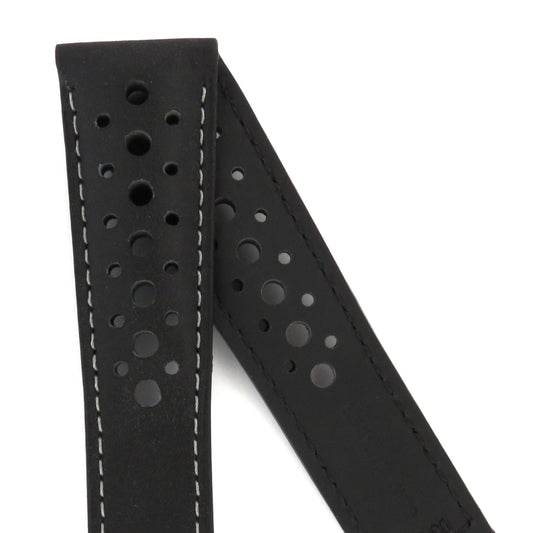 TAG Heuer Monaco FC6470 CAW211Z Black with holes, slate grey stitching, black lining Calfskin Strap 22mm - Genuine OEM