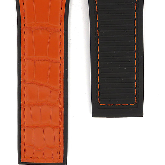 TAG Heuer Carrera FC6478 CAR5A8F Black rubber and orange alligator leather Strap 22mm - Genuine OEM