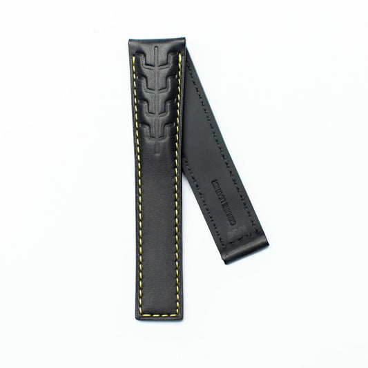 TAG Heuer CAZ101AJ Formula 1 FC6487 Black with yellow stitching calfskin Strap 21.5mm - Genuine OEM