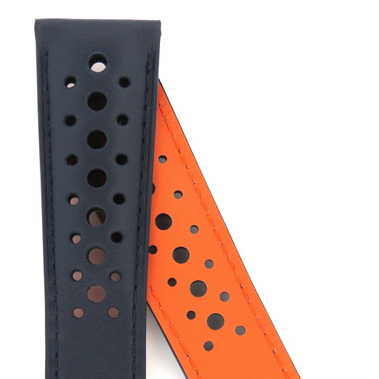 TAG Heuer CBL2115 Monaco FC6494-0 Blue holes with orange lining calfskin Strap 22mm - Genuine OEM