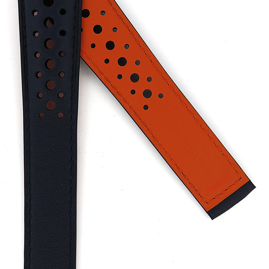 TAG Heuer CBL2115 Monaco FC6494-0XL Extra Long Strap Blue holes with orange lining calfskin Strap 22mm - Genuine OEM (Copy)
