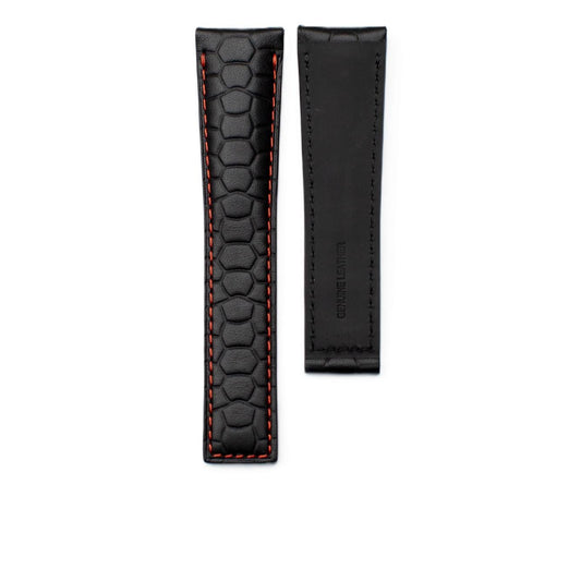 TAG Heuer Formula 1 FC6517 CAZ201E Black with red stitching Calfskin Strap 21.5mm - Genuine OEM