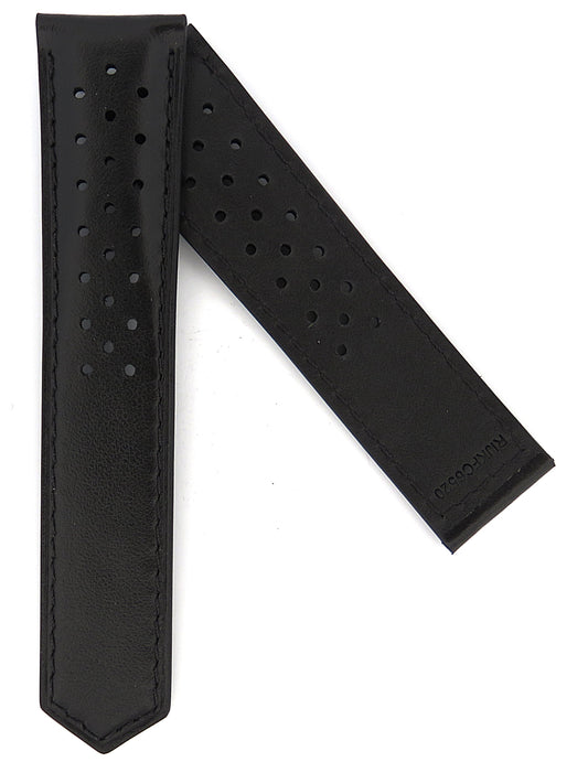 TAG Heuer Carrera FC6520 CBN2018 Black with holes Calfskin Strap 22mm - Genuine OEM
