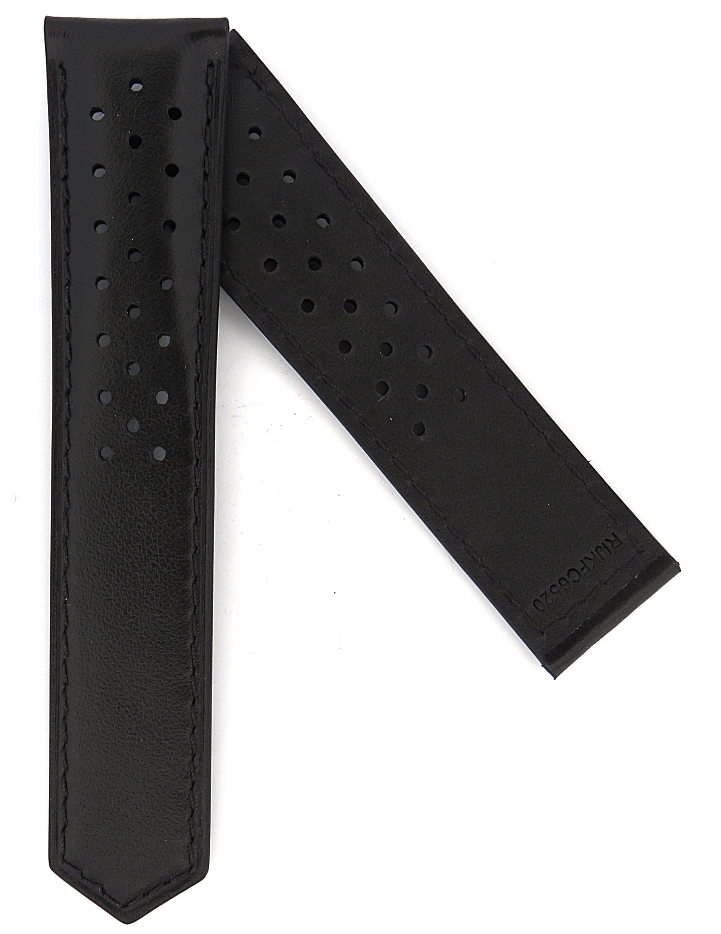 TAG Heuer Carrera FC6520 CBN2018 Black with holes Calfskin Strap 22mm - Genuine OEM